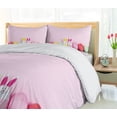 thumbnail image 5 of Ambesonne Easter Bunny Duvet Cover Sets, Dyed Eggs and Rabbits, 2-Queen, Rose and Multicolor, 5 of 7