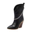 thumbnail image 1 of NECHOLOGY Botas Mujer Adulto Femenino Zapatos Botines de mujer Botas de tacón gruesas con decoración de de metal de cuero de moda para mujer (Black, 7.5), 1 of 7