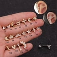 thumbnail image 1 of Pendientes de moda con forma de bola y tornillo para oreja, piercing, joyería, acero inoxidable, titanio, acero, microincrustaciones, circonita, corona, 1 of 1