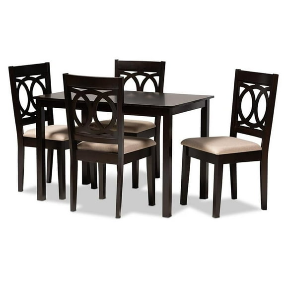 Bowery Hill 5-Piece Wood Dining Set in Sand and Espresso Brown