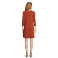 thumbnail image 3 of Time and Tru Women's Rib Knit Dress with 3/4-Length Sleeves, Sizes XS-XXXL, 3 of 5