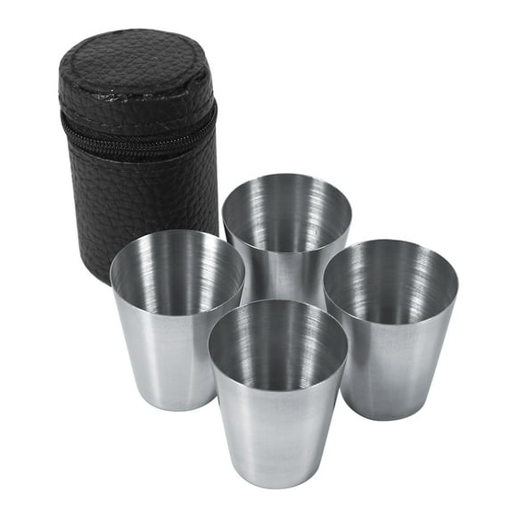 Heaveant Cup, 4 pcs / 6 pcs Portable Stainless Steel Tea Coffee Cup 30ml Beer Mug + Bag Using for Travel(4pcs)