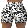 thumbnail image 2 of Balery Cow Pantalones cortos de entrenamiento estampados para mujer, sin costuras, ajustados, para gimnasio, yoga, correr, deportes, ejercicio activo, fitness.-Medium, 2 of 8