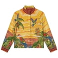thumbnail image 4 of Jackets for Women Winter Coat Jackets Flannel Stand Collar Jacket(Tropical Sunset Parrots Paradise Birds,Size:S-4XL), 4 of 7