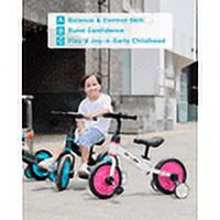 Ubravoo Fit 'n Joy Toddler Balance Bike,4-in-1 Starter Kids Training Bicycle,Rear Single Rod,Blue