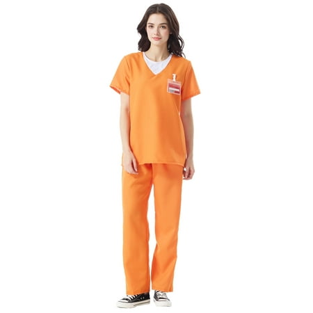 Seasons Women s Prisoner Halloween Costume Adult Inmate Outfit Orange Seasons Women s Prisoner Halloween Costume Adult Inmate Outfit Orange
