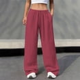thumbnail image 5 of Daiosportswear Women High Waisted Crinkle Straight Wide Leg Loose Casual Long Pants​,Pants for Women Wine XXXXXL(XXXXXL), 5 of 9