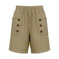 thumbnail image 4 of Cagogo Women's Plus Size Bermuda Shorts Elastic Waist Casual Loose Pants with Pockets Summer Vacation Beach Travel Lounge Shorts for Women, Khaki 2XL, 4 of 6