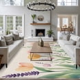 thumbnail image 4 of Area Rug 72×108in, Watercolor Flower Green Leaves Floor Carpet Living Room Rug, Spring Tulip Lavender on Linen Non-Slip Welcome Mat Indoor Rugs for Bedroom Dining Room, 4 of 9