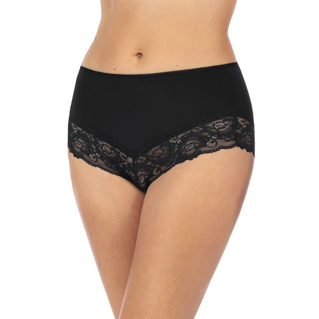 Fem Intimates Culotte Complète en Micro Nylon avec Bordure en Dentelle - 3 pk