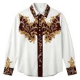 thumbnail image 4 of xfsWaSs Men's Western Cowboy Shirts Retro Print Western Shirt Long Sleeve Cowboy Collared Button Down Tops Casual Blouses Festival Party Shirts, 4 of 4