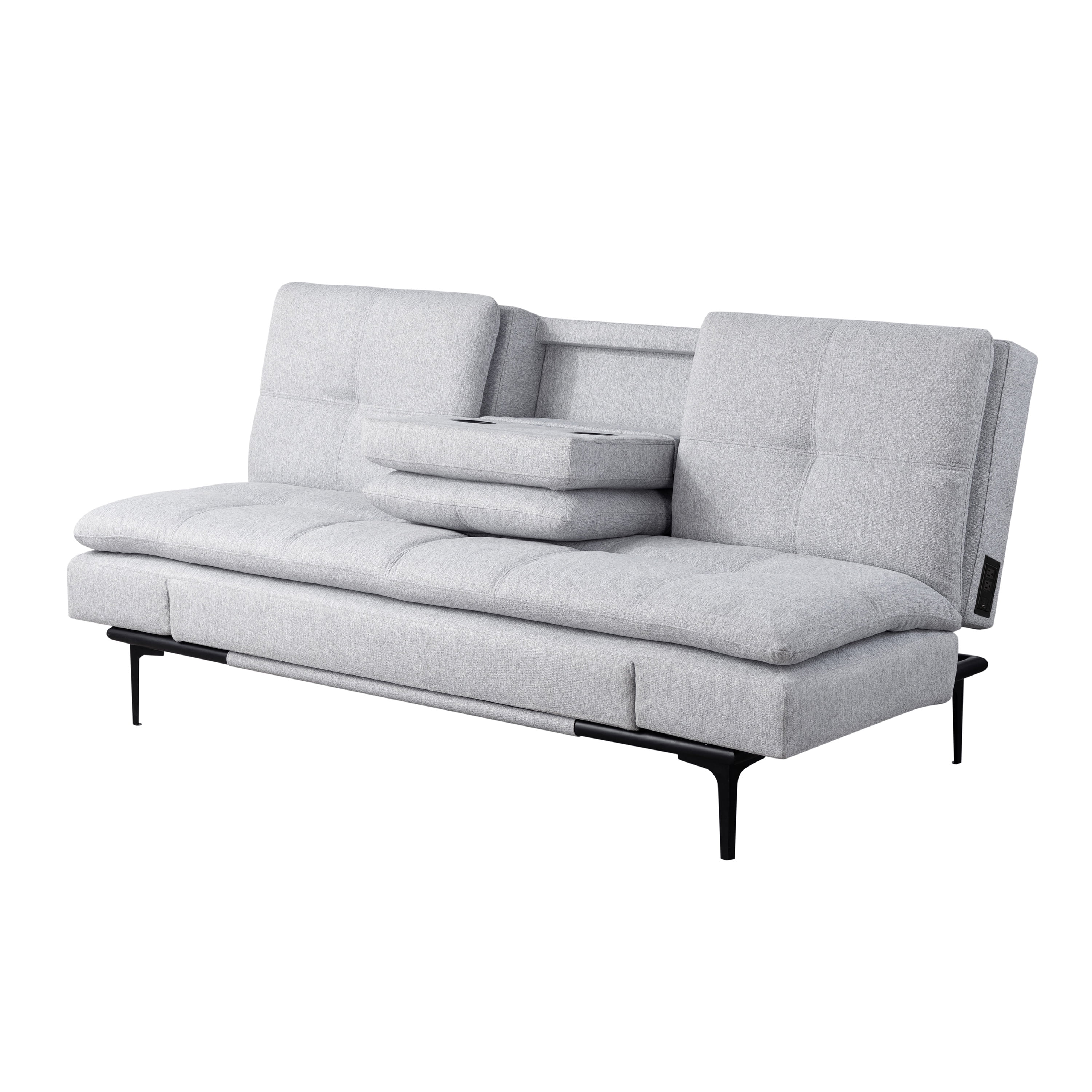 Serta Lambeth Convertible Sofa in Light Gray Fabric Upholstery