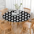 thumbnail image 3 of Happy Halloween Round Tablecloth with Elastic Edge Wrinkle Resistant Washable Pumpkin Spooky Tablecolths Table Cloths for Party Picnic Dinner Decor (44in), 3 of 7