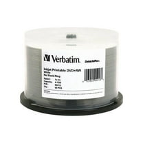 VERBATIM DVD RW DL  INK 50PK 4.7GB/4X SPIND-WHT, 50CT yield