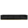 thumbnail image 3 of Modualr Sofa Couch, Gold Black, Velvet, French Living Lounge Cafe Lobby Hospitality Restaurant, Modern Contemporary Boutique HB34173, 3 of 14