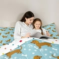 thumbnail image 4 of Manfei Kawaii Dachshund Kids Bedding Comforter Set 7 Pieces, Cute Cartoon Dog Full Bedding Set, Animal Lover Reversible Fitted Sheet Flat Sheet, Lightweight Room Decor, 4 of 7