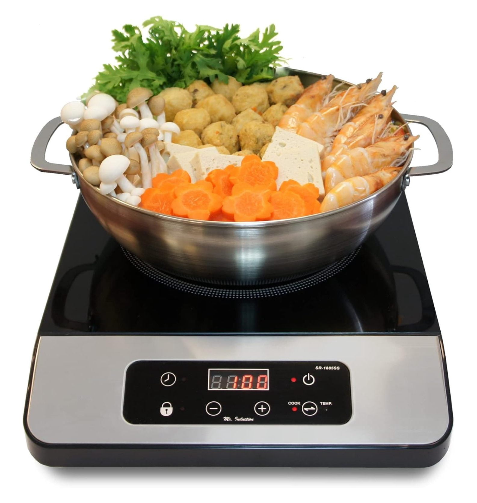 DaiZuY SR-1885SS-42BA: Combination of 1650W Induction Cooktop + Stainless Steel Pot BLACK