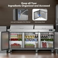 thumbnail image 5 of Coolski 72’’ Wide Commercial Salad Bar Refrigerator, Stainless Steel Refrigerated Salad Sandwich Prep Table for Restaurant Kitchen Bar, Large Storage Capacity Fan Cooling ETL NSF Approved, 5 of 8