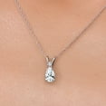 thumbnail image 3 of Gem Stone King 14K White Gold White Created Sapphire Pendant Necklace for Women | 1.04 Cttw | Gemstone September Birthstone | Pear Shape 7X5MM | With 18 inch Chain, 3 of 6