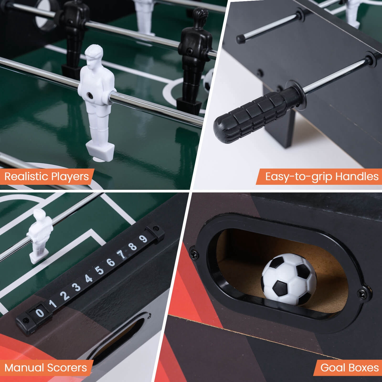 Costway 4 in 1 Multi Game Table with Stackable Tabletops of Billiards, Air Hockey, Foosball Black