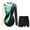 Blue Green, variant on YONGHS Gymnastics Leotards for Women Metallic Long Sleeve Dance Leotard Shiny Bodysuit with Shorts Gold M
