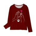 thumbnail image 4 of Zwiiyzr 3-14Y Boys Girls Fall Clothes Long Sleeve Pullover Tops Crewneck Prints Shirts Cute Tops Dressy Casual Kids Sweatshirts Burgundy, 4 of 5