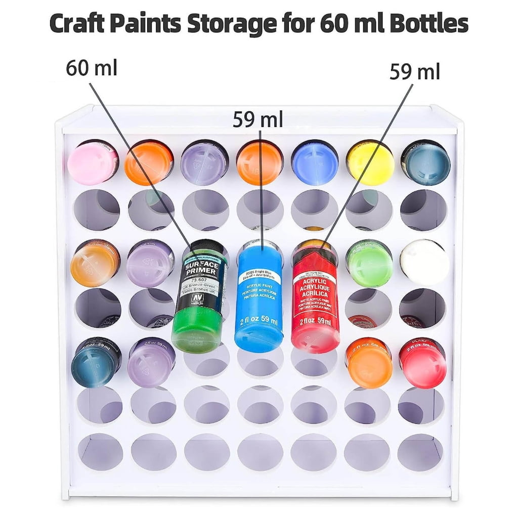 Space Efficient Paint Rack Wall Mount Paint Holder 49/63 Holes Rack for 2oz Craft Paints Efficient Storage