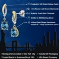 thumbnail image 2 of Gem Stone King 925 Silver and 10K Yellow Gold Persian Blue Moissanite and White Lab Grown Diamond Dangle Earrings for Women | 2.33 Cttw | Gemstone Birthstone | Pear Shape 8X6MM, 2 of 6