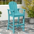 thumbnail image 4 of Costway Outdoor HDPE Bar Height Stool Patio Tall Chair Armrest Footrest All Weather Turquoise, 4 of 8