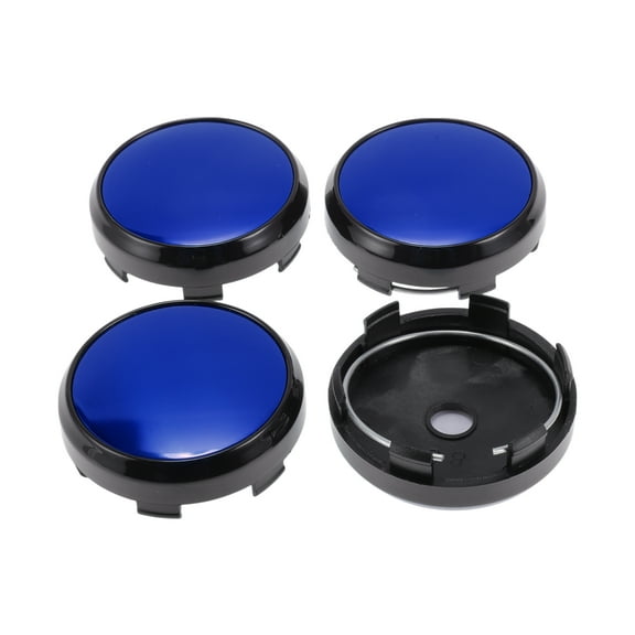 Unique Bargains 4 Pcs Wheel Center Caps Hub Caps Rim Center Caps 2.42" 2.60" Wheel Caps Hubcap Center Covers Black with Blue Label Plastic 6 Clips Black