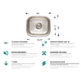 thumbnail image 2 of Évier de Cuisine en Acier Inoxydable à Bol Unique Encastré de 15 Pouces - Calibre 18, 2 of 2