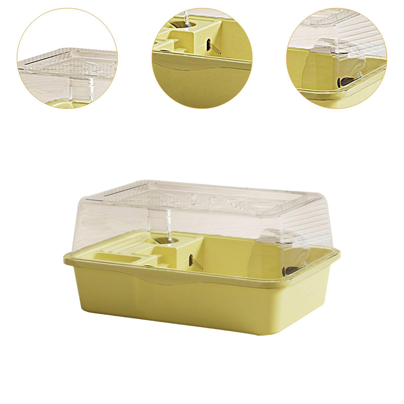 Serenable Large Hamster Cage Exercise Playing House Transparent Ventilation Small Animal Cage Hamster Enclosure for Guinea Pigs Gerbils yellow
