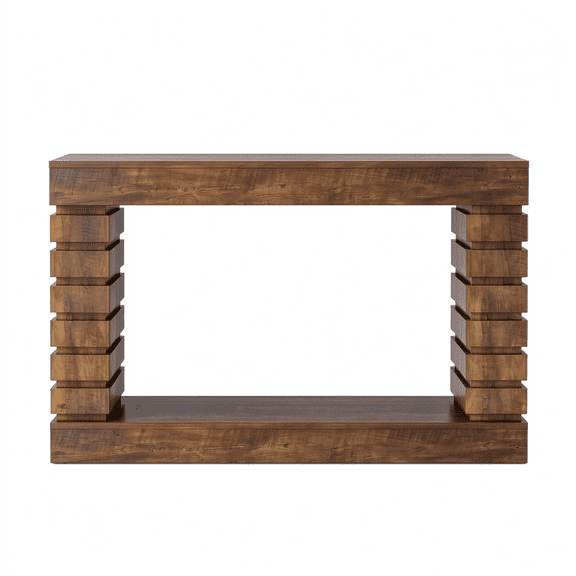 Industrial Multifunctional Accent Console Table - Vintage Brown 2-Tier Storage Shelves, Compact Narrow Design for Entryway, Hallway, Living Room