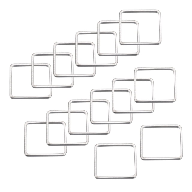 Unique Bargains Square Beading Hoop Link Geometric Hollow Open Bezel Linking Ring 0.71'x0.71' Silver Tone for Jewelry Making 20pcs