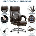 thumbnail image 4 of JONPONY Big and Tall Office Chair 500LBS Executive Office Chair Massage and Footrest Ergonomic Computer Desk Chair Reclining High Back Leather Office Chair Lumbar Back Support Swivel Rolling,Brown, 4 of 12