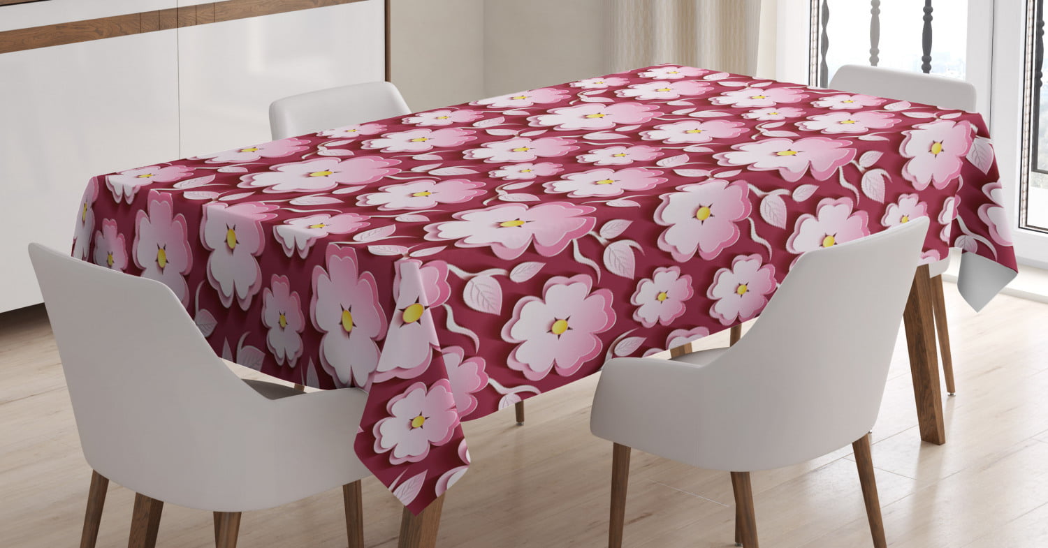 Collection Cherry Blossoms Tablecloths 60 X 90 Inch for Kitchen Tabletop Home Decorative Patio Dining Room Parties,Outdoor Summer