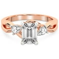 thumbnail image 3 of IGI Certified 1 Carat Emerald Shape Lab Grown Diamond Engagement Ring | 14K Rose Gold | Odette Three Stone Bypass Diamond Ring | FG-VS1-VS2 Quality Friendly Diamonds, 3 of 5