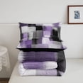 thumbnail image 5 of Homewish Watercolor Grid Twin Comforter Sets,Vintage Abstract Bedding Set,Purple,Black Reversible,2pcs,1 Comforter and 1 Pillowcase, 5 of 7