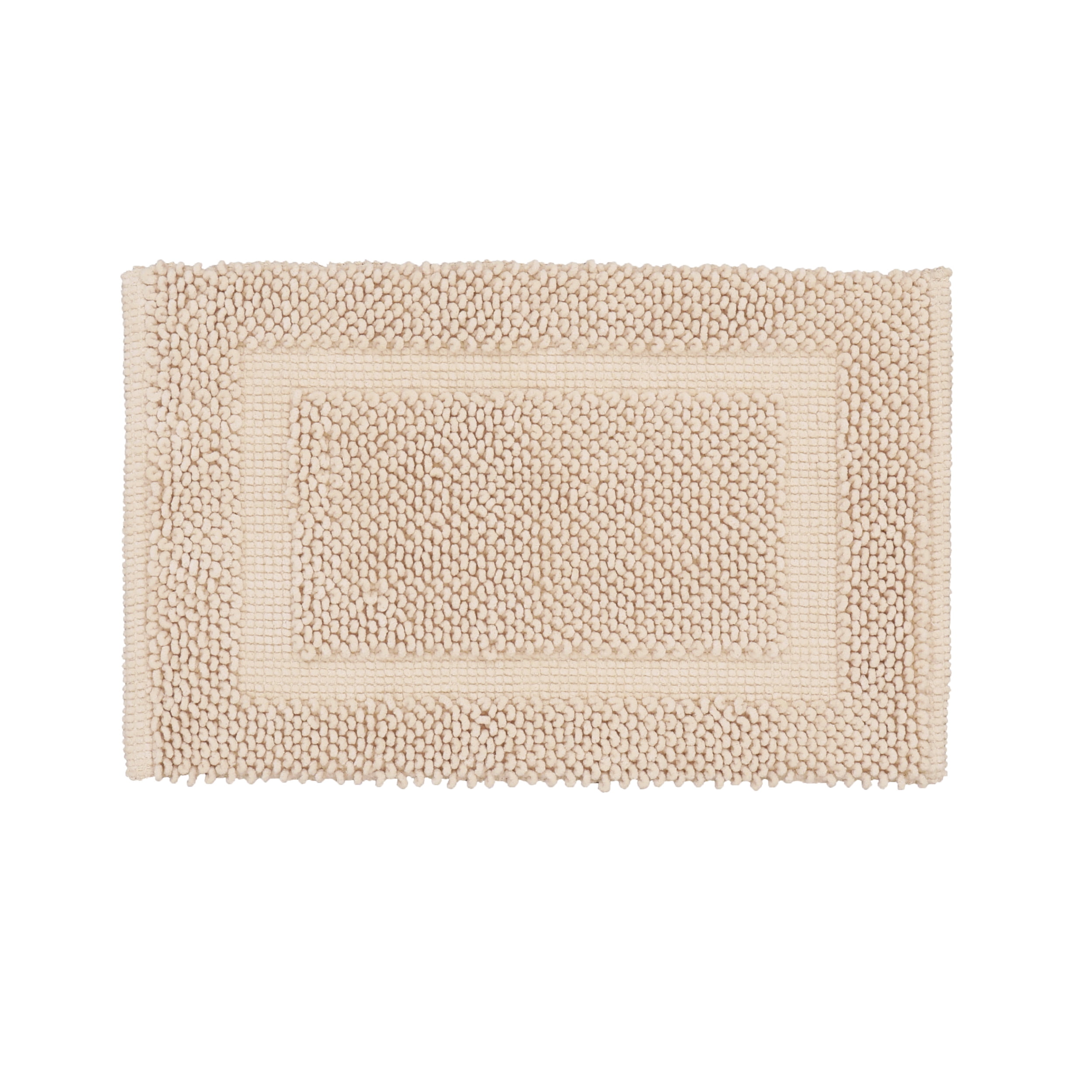 Jean Pierre New York Sophie Border 100% Cotton Bath Mat - Non-Slip Bath Rug - Ivory - 27" x 45"