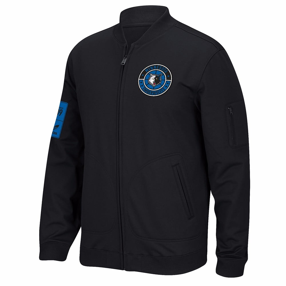 Minnesota Timberwolves NBA Adidas Black Adidas Originals Full Zip Hardwood Classics Track Jacket Jacket For Men by Adidas