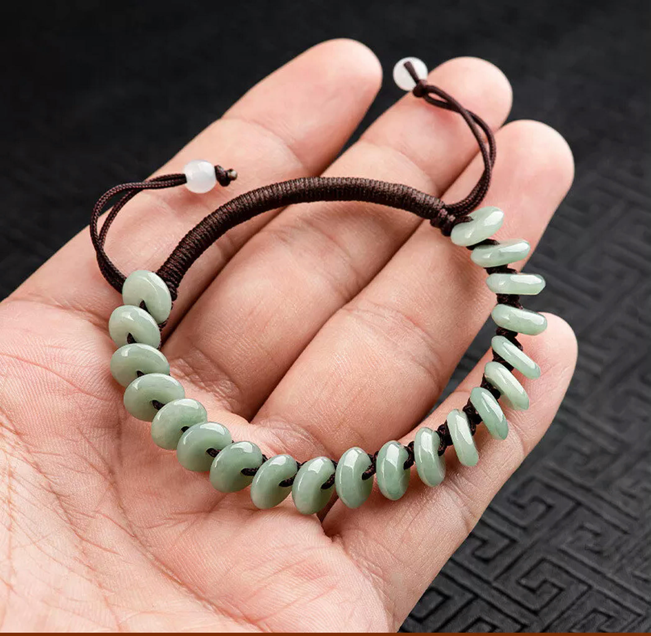HOOUN A-Grade Jade Safety Buckle Handwoven Bracelet for Men and Women's Safe Gift