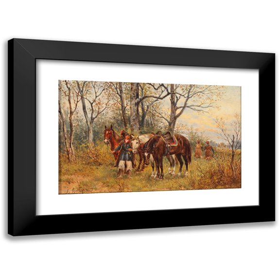 Ludwig Gedlek 14x11 Black Modern Framed Museum Art Print Titled - Cossack Patrol
