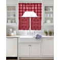 thumbnail image 3 of Red Plaid Swag Curtains for Living Room/Bedroom Windows, Modern Art Checkered Farmhouse Kitchen Curtains and Valances Set 36 Inch Length, Light Filtering Swags Valance Curtain Panels, 3 of 5