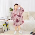 thumbnail image 6 of Wearable Blanket with Sleeves and Pocket Oversized Hooded Sweatshirt 3-14 YR Hats with Delicate Bows L, 6 of 7