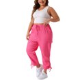 thumbnail image 2 of Agnes Orinda Women's Plus Size Pant Drawstring Elastic Waist Cargo Pants with Pockets 1X Hot Pink, 2 of 6