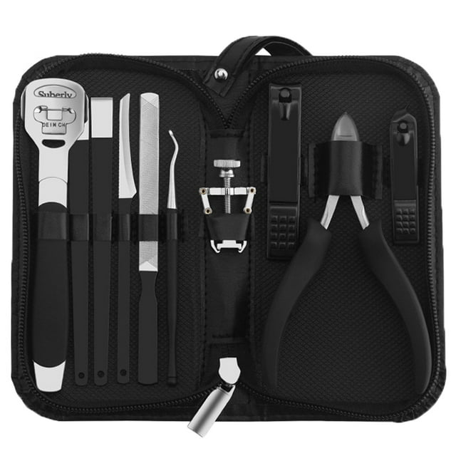 Juego de 10 piezas de corrección de uñas encarnadas Ormromra con cuchillo de pedicura de acero inoxidable CPB-US-YYM412-1