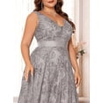 thumbnail image 4 of Plus Size Formal Dresses for Women with Embroidery Sequin and V-Neck, A-Line Maxi Dress for Wedding and Cocktail, 4 of 6