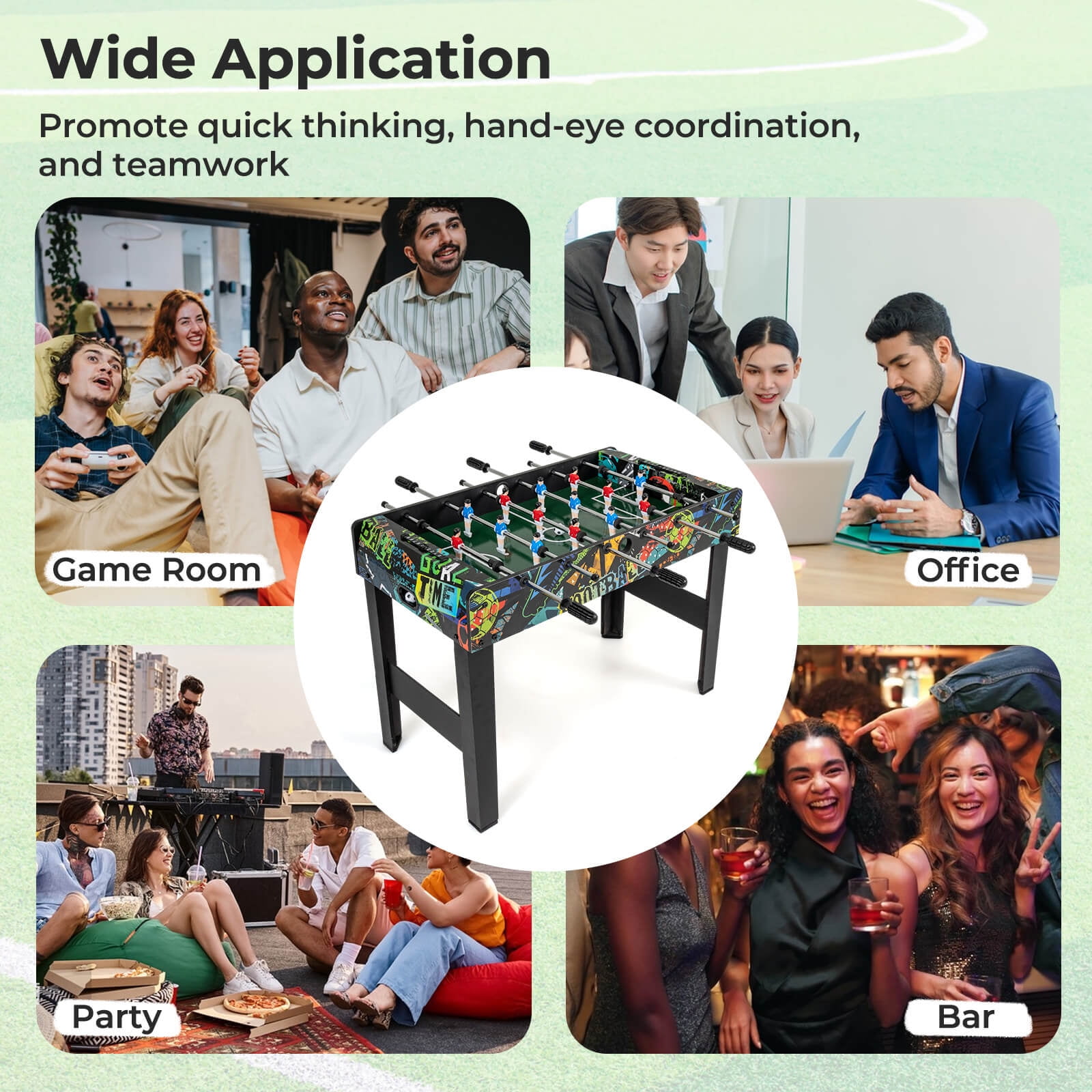 Costway 37" Mini Foosball Table 2-in-1 Game Table with Detachable Legs for Tabletop