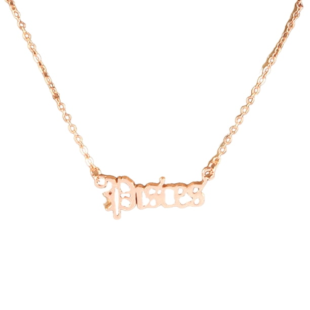 Minnieouse Doce signos del zodiaco palabra encanto constelaciones tema amistad collar único con tarjeta de exhibición colgante oro rosa cáncer Ropa, zapatos y accesorios Miscelánea Piscis Minnieouse AP009337-05