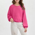 thumbnail image 2 of CHEEREAM Girls Long Sleeve Tee Shirts Spring Summer Trendy Clothes Casual Loose Crewneck Ribbed Blouse Tunic Tops Size 5-13 Years, 2 of 6